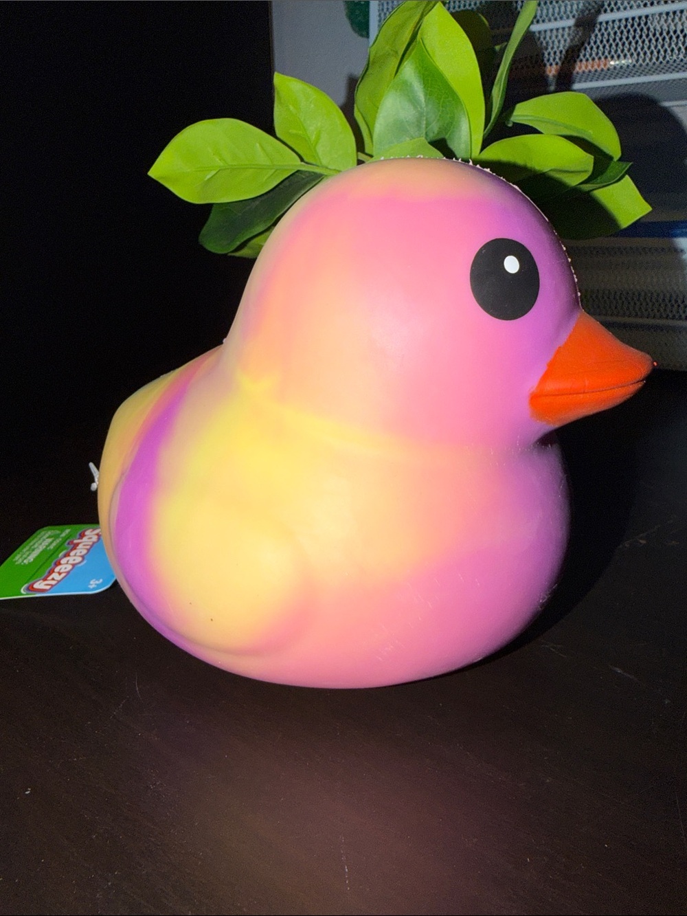 Squeeze Multicolor Pink and Yellow Squishy Duck with Orange Beak